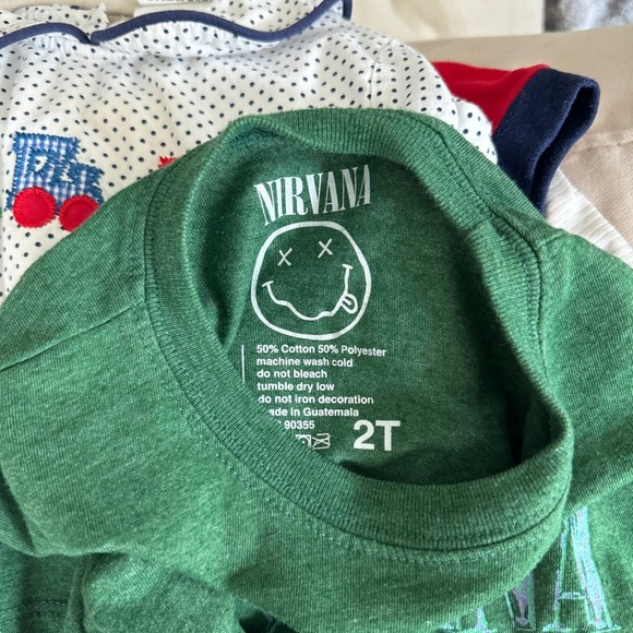 Nirvana band tee toddler baby boy girl short sleeve happy smiley face heather - Picture 3 of 5